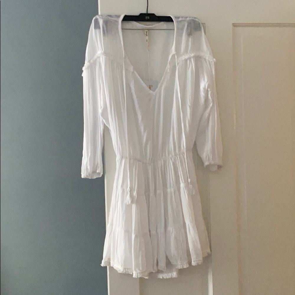 beach gold white summer dress/cover up